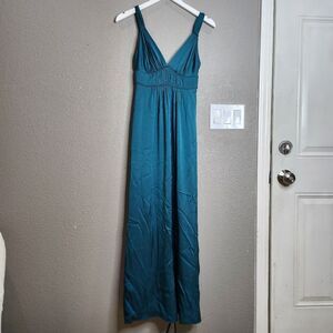 Banana Republic Silk Teal Maxi Dress